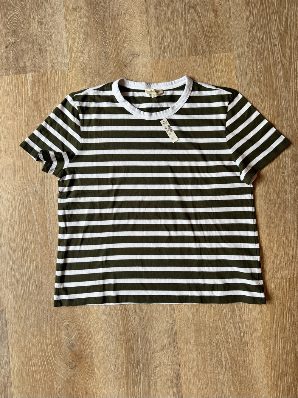 Madewell striped Olive & White Crewneck Tee